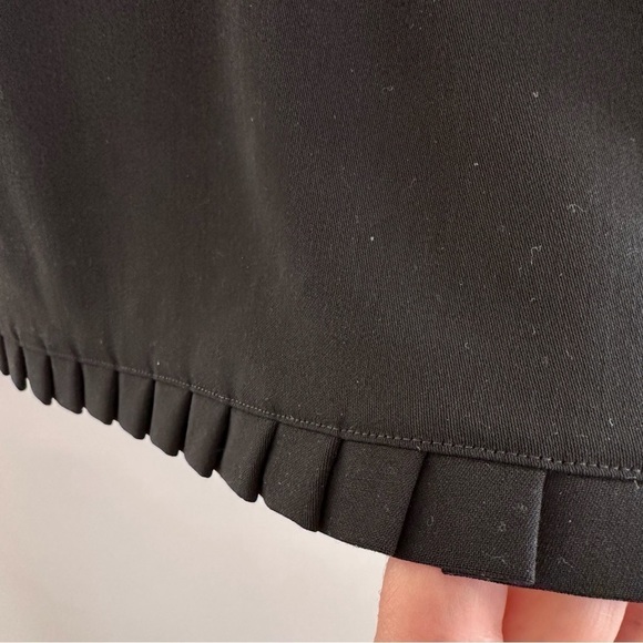 Vintage Escada micro ruffle hem A-line black knee length wool silk skirt - Picture 2 of 5